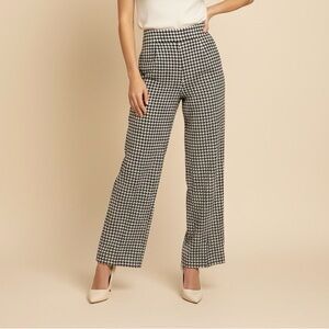 Chic Houndstooth Wide Leg Women's Trousers
